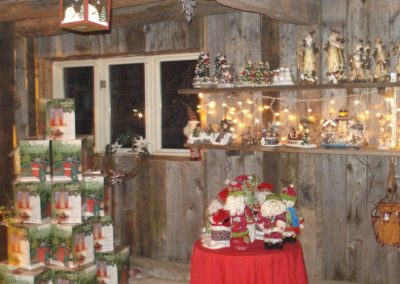 Christmas shed with decor and lighting